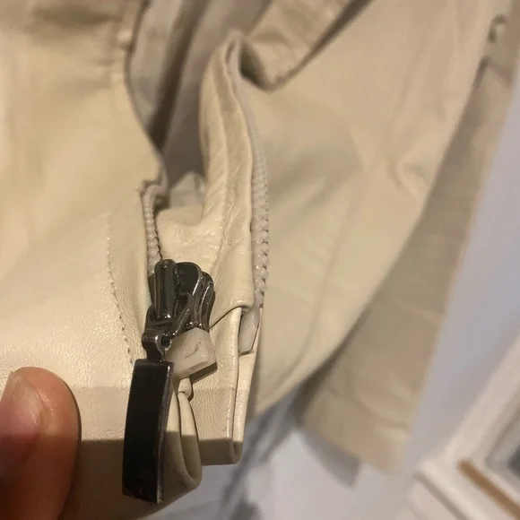 Cream Leather Jacket - Picture 11 of 12